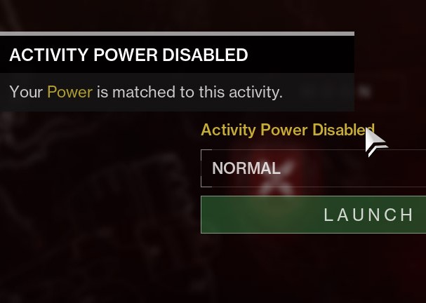 Activity Power Disabled