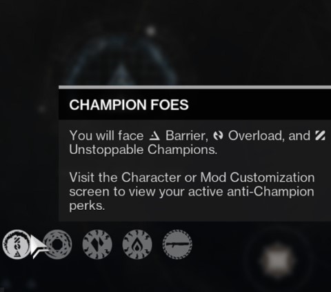 Activity Modifier Champion Foes UI