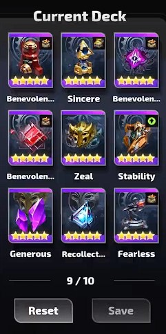 Trait Deck with 9 Cards selected