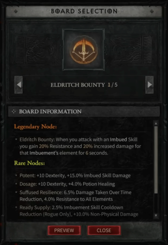 The Rouge's Eldritch Bounty Board information