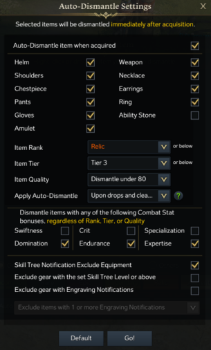 Dismantle Auto Settings 305 X 506