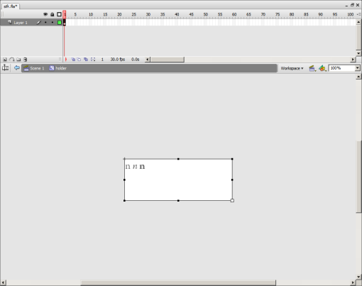 Screen shot of Flash screen after typing your characters.